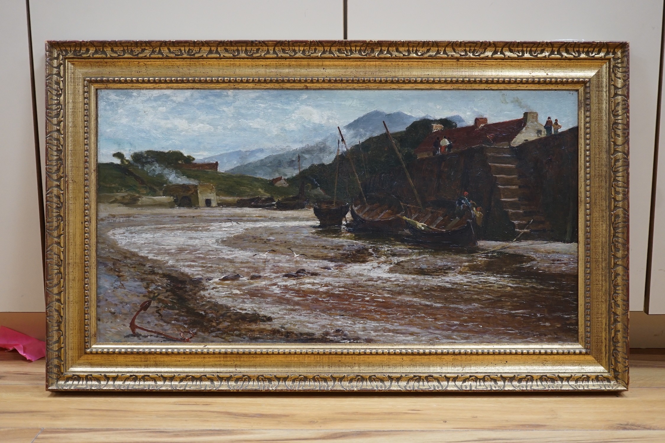 Edwin Ellis (1842-1895), oil on canvas, Estuary at low tide, signed, 40 x 75cm